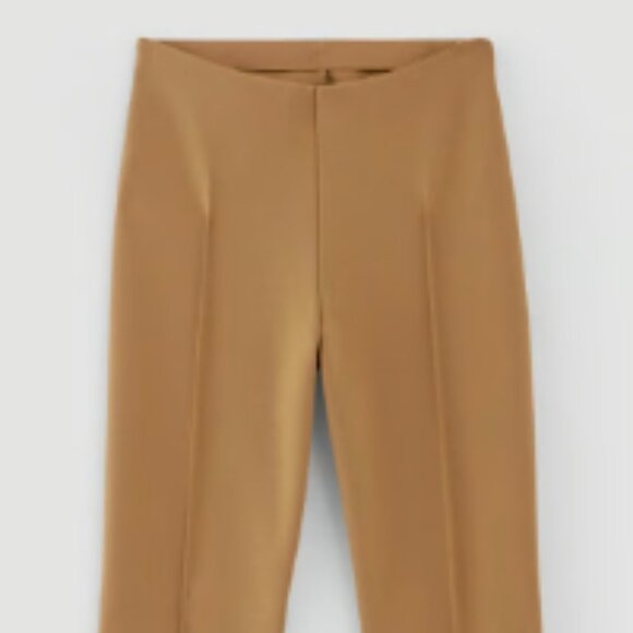 EVERLANE DREAM PANT KICK FLARE TOASTED COCONUT TAN CAMEL ANKLE PINTUCK SEAM PANT - Picture 13 of 16